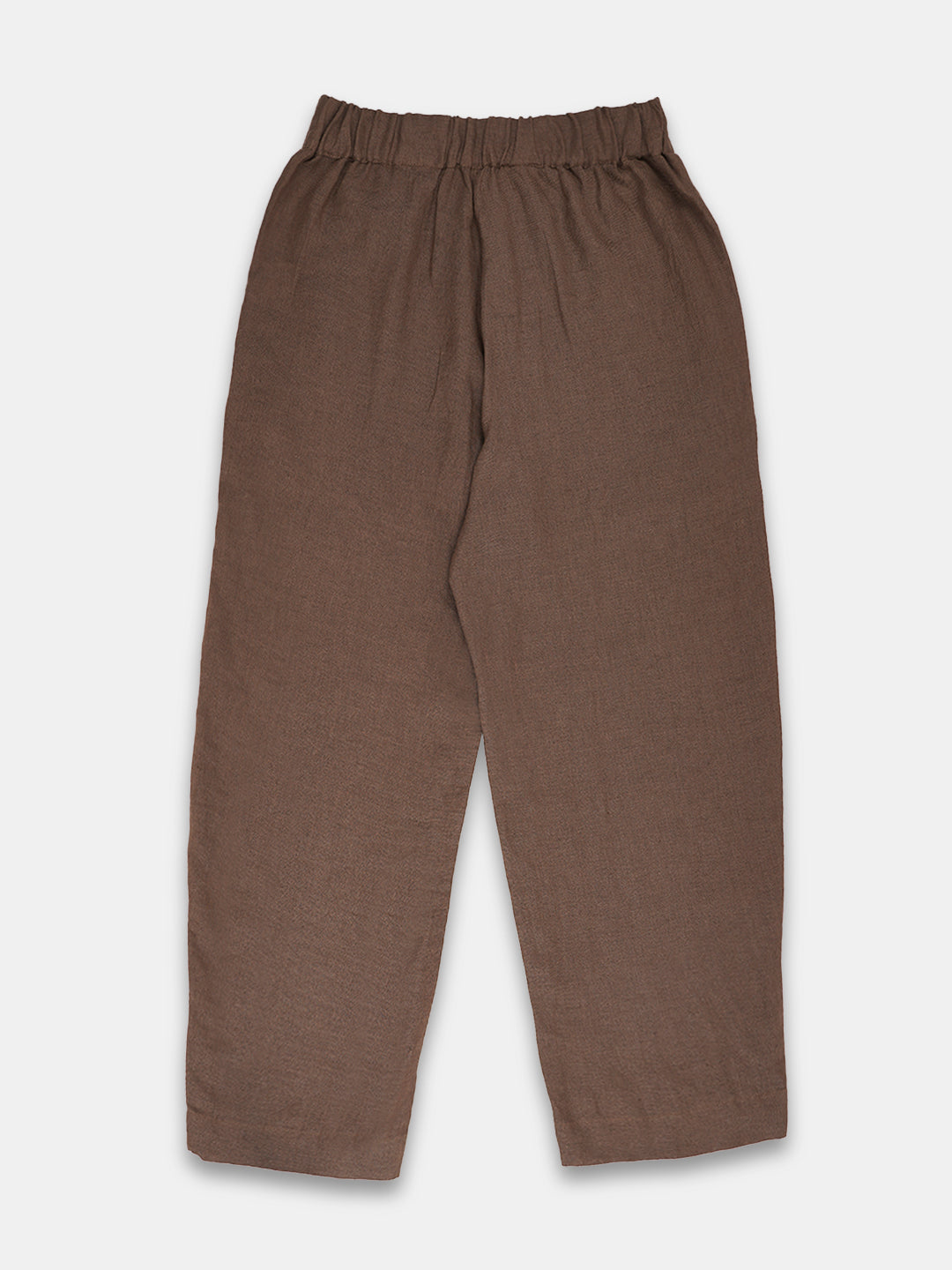 Women's Brown 100% Linen Barrel Leg Pant