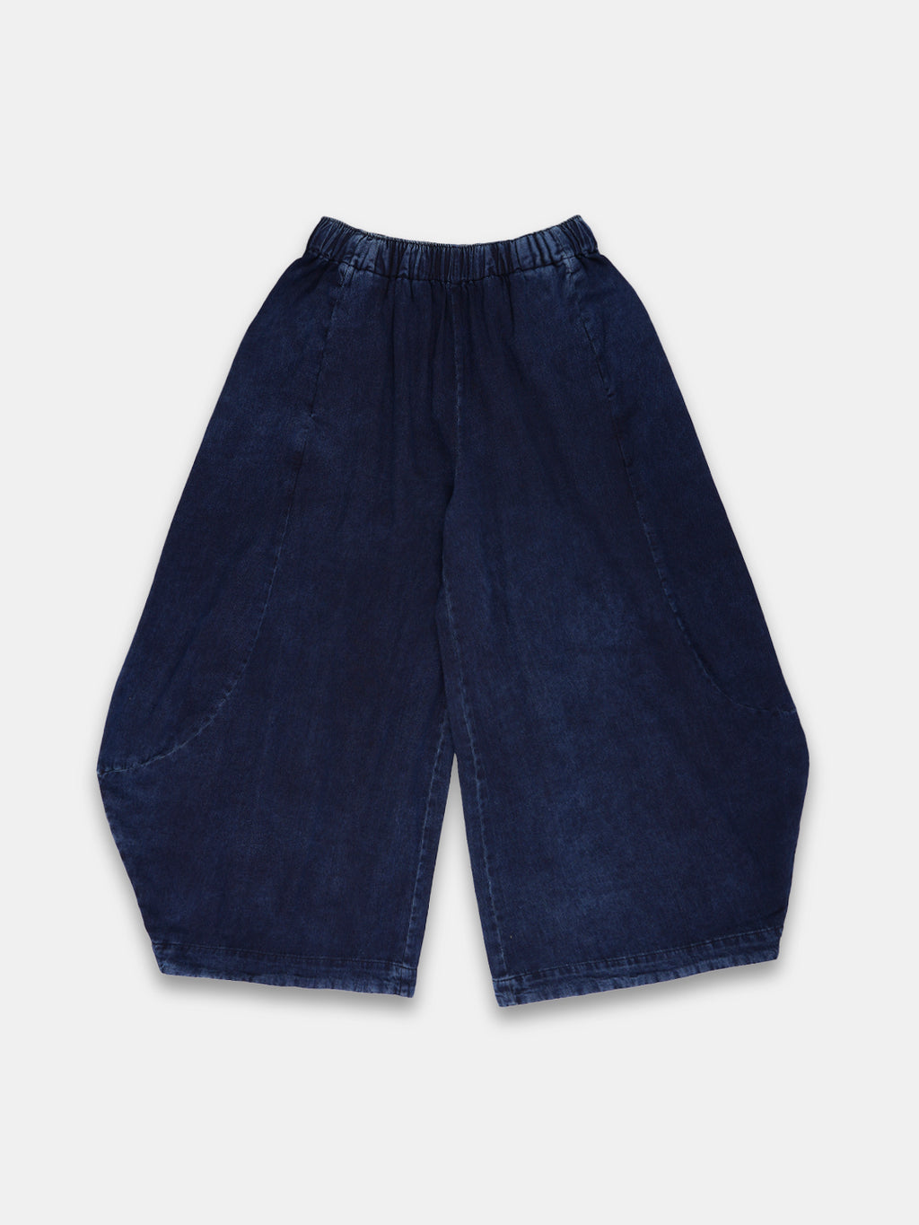 Women's Denim Blue 100% Cotton Wide Leg Pant