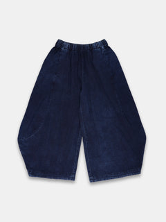 Women's Denim Blue 100% Cotton Wide Leg Pant
