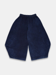 Women's Denim Blue 100% Cotton Wide Leg Pant
