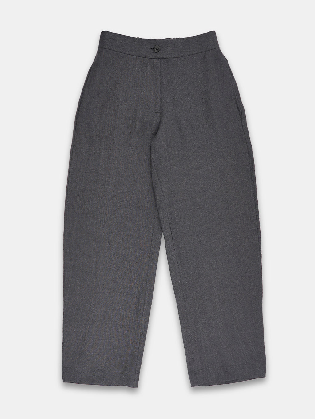 Women's Grey 100% Linen Regular Fit Pant