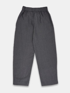 Women's Grey 100% Linen Regular Fit Pant