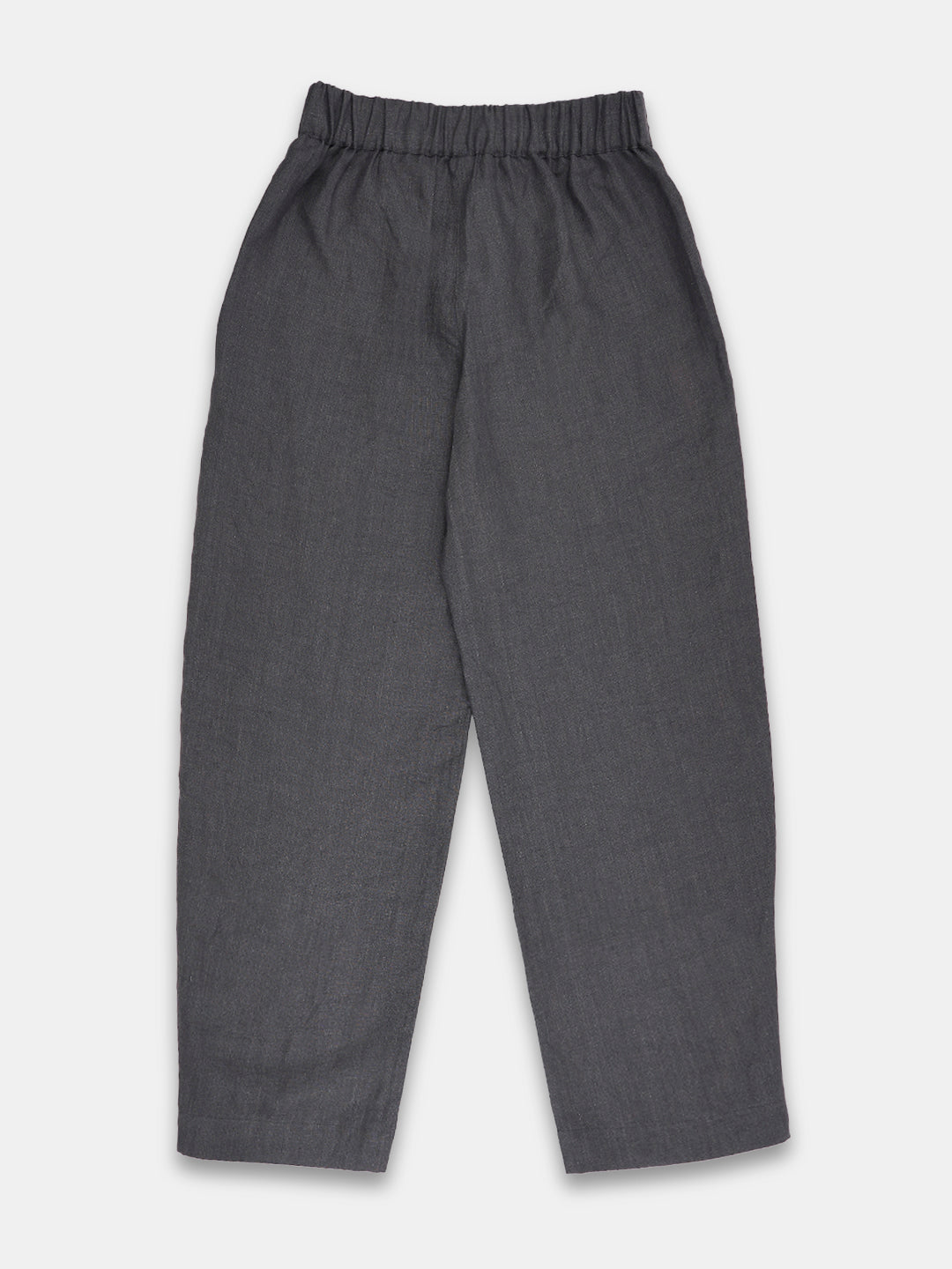 Women's Grey 100% Linen Regular Fit Pant