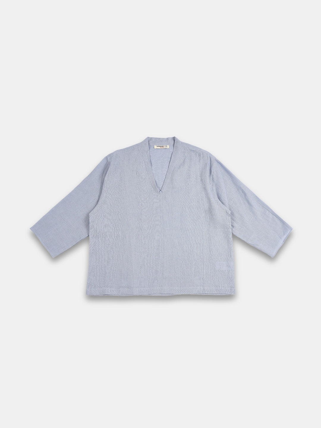 Women's Light Blue 100% Linen Regular Fit Blouse