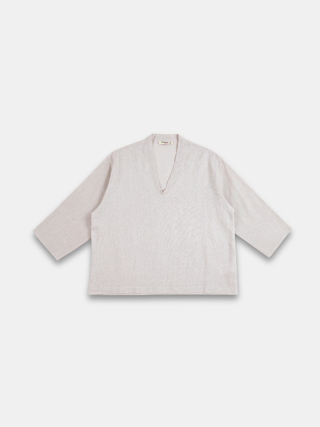 Women's Beige 100% Linen Regular Fit Blouse
