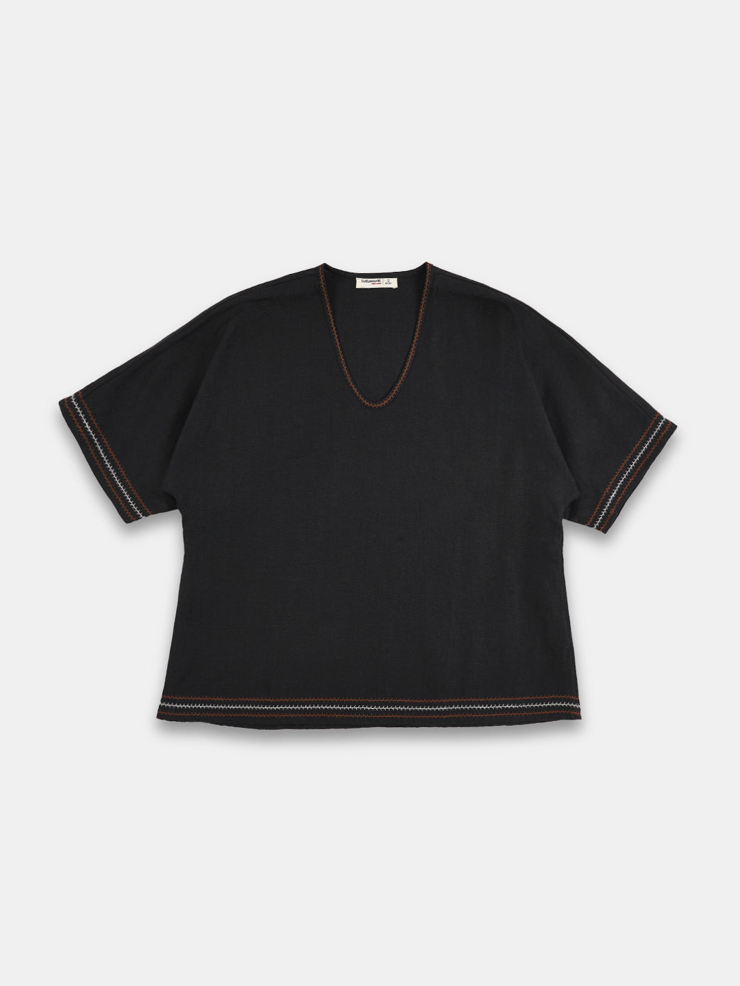 Women's Black 100% Linen Boxy Fit Blouse