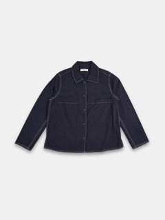Women's Cotton Linen Regular Fit Jacket Navy