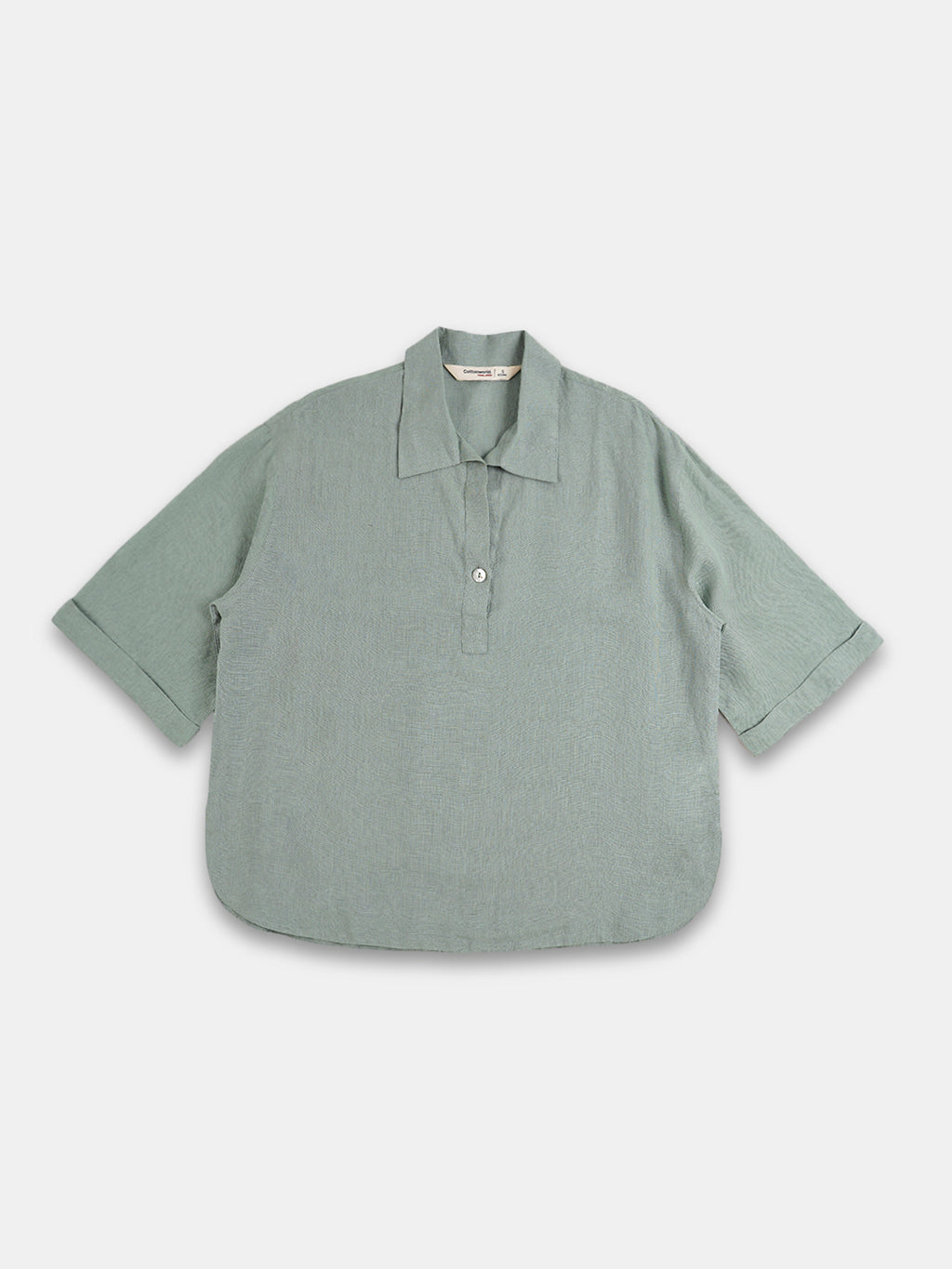 Women's 100% Linen Boxy Fit Blouse Green