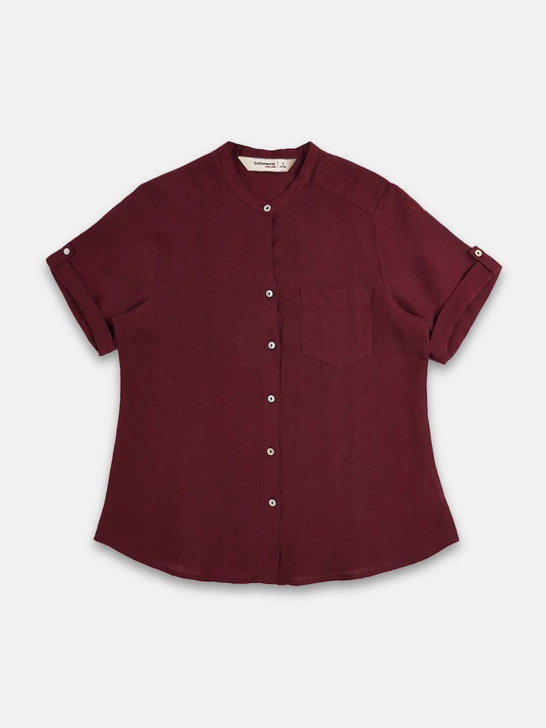 Women's 100% Linen Regular Fit Blouse Maroon