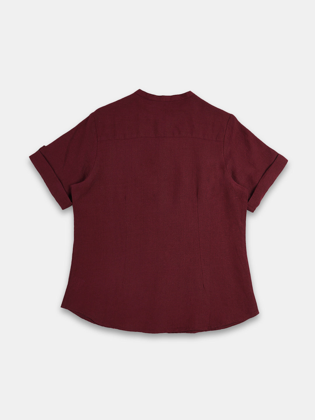 Women's 100% Linen Regular Fit Blouse Maroon