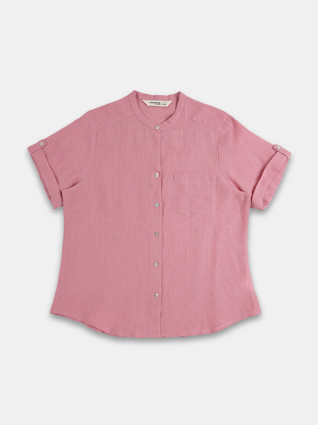 Women's 100% Linen Regular Fit Blouse Pink