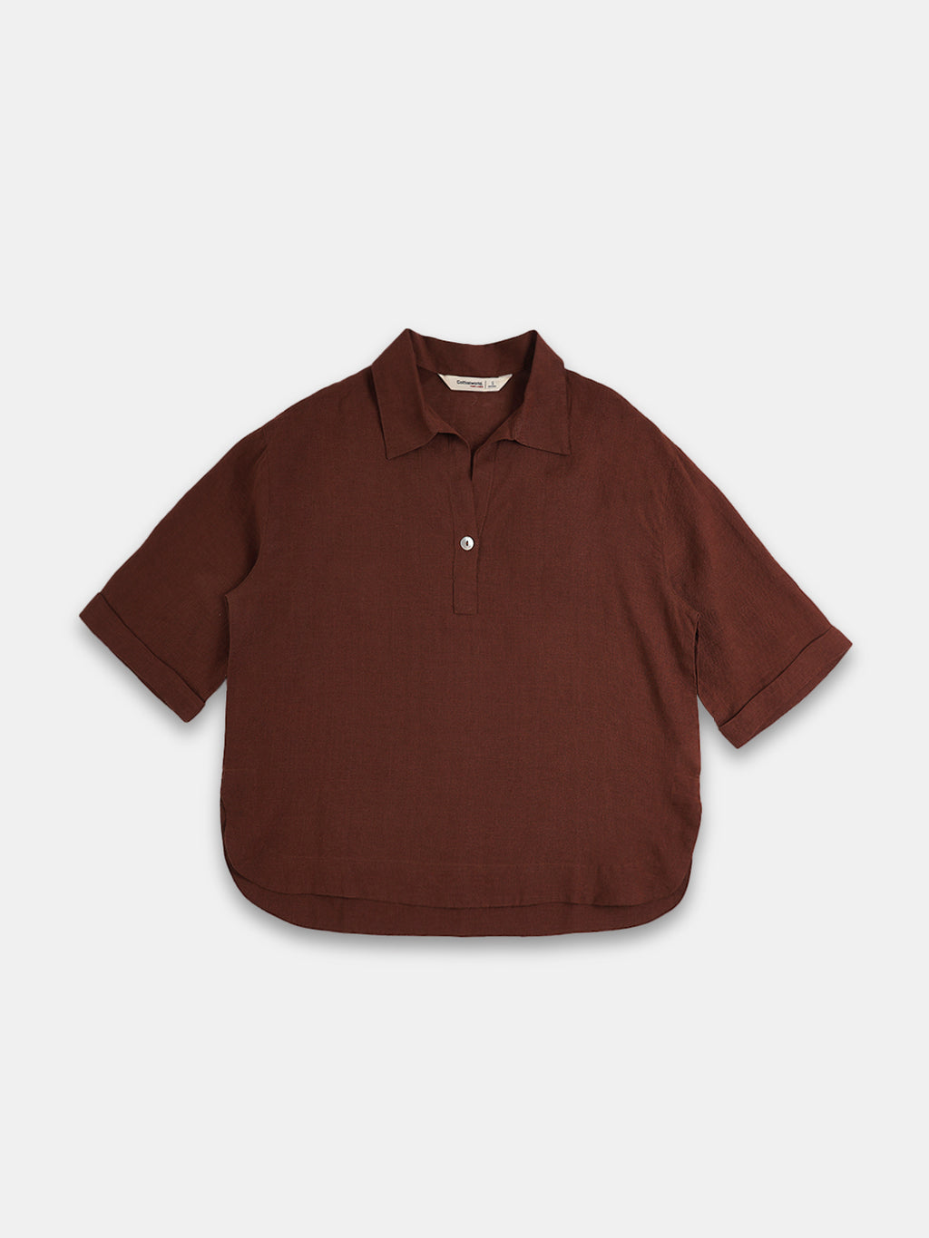 Women's 100% Linen Boxy Fit Blouse Brown