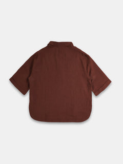 Women's 100% Linen Boxy Fit Blouse Brown