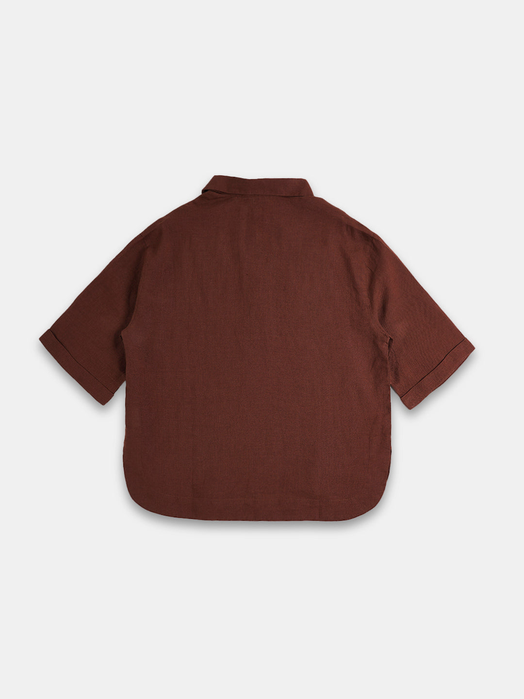 Women's 100% Linen Boxy Fit Blouse Brown