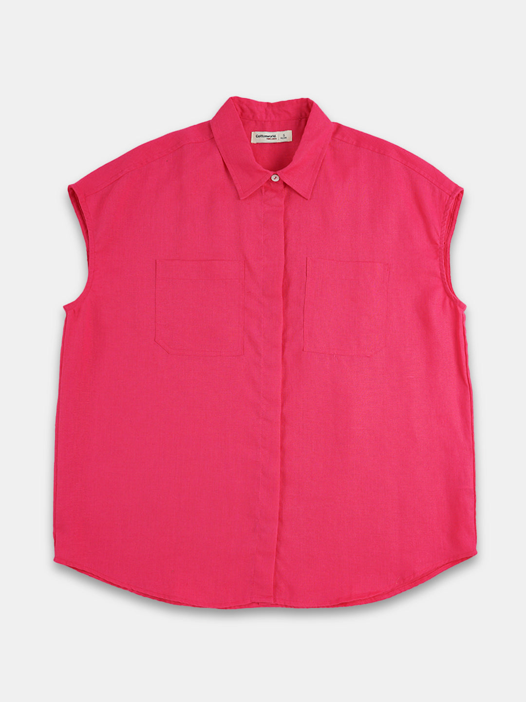 Women's 100% Linen Relax Fit Blouse Pink