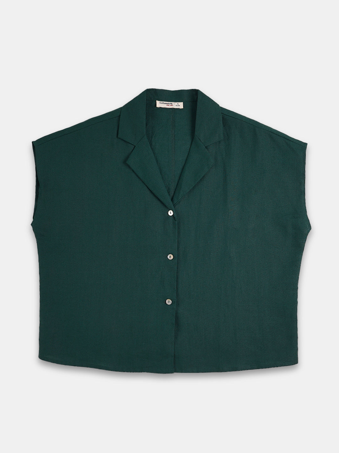 Women's 100% Linen Regular Fit Blouse Green
