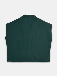 Women's 100% Linen Regular Fit Blouse Green