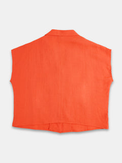 Women's 100% Linen Regular Fit Blouse Coral