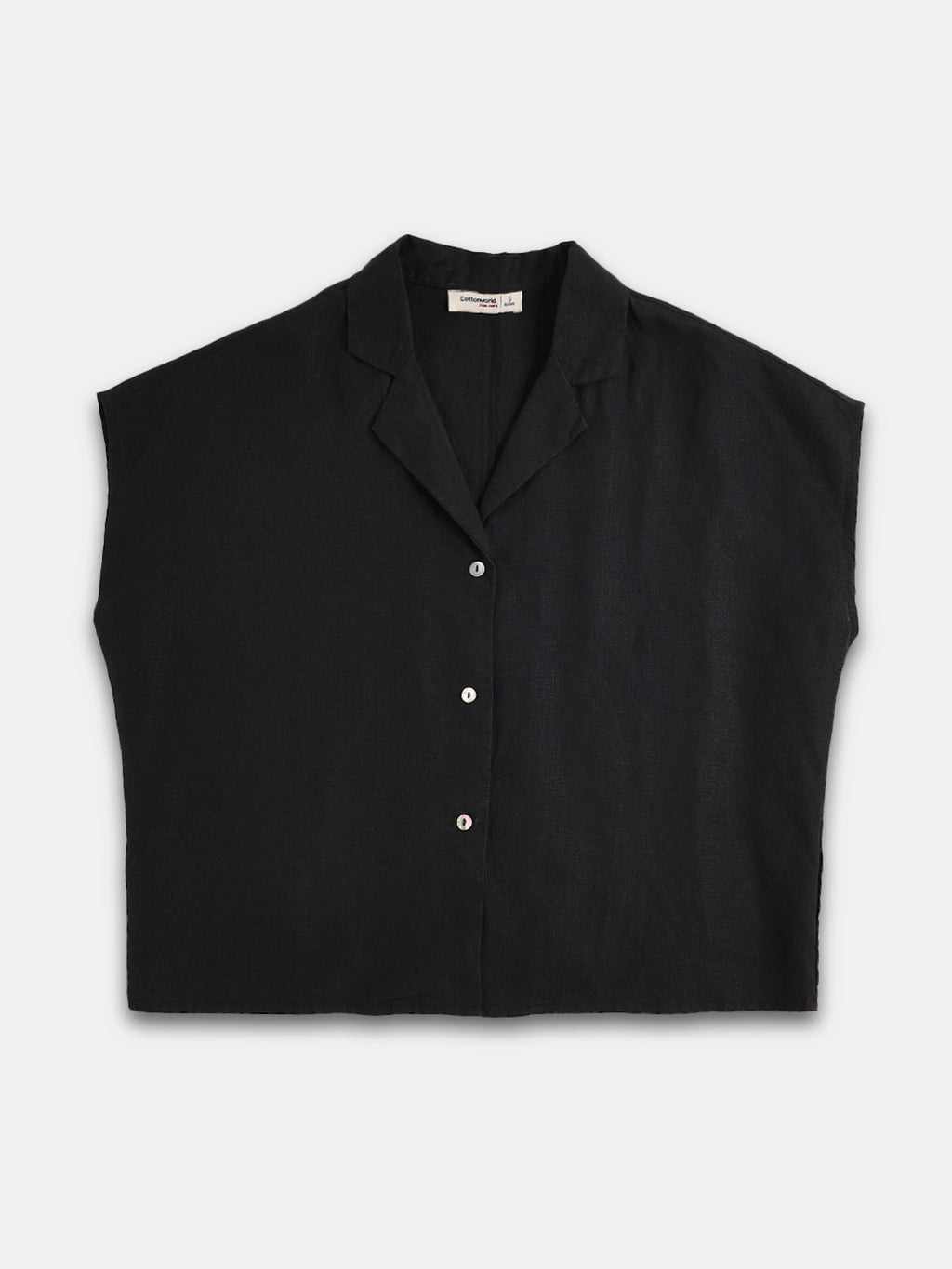 Women's 100% Linen Regular Fit Blouse Black