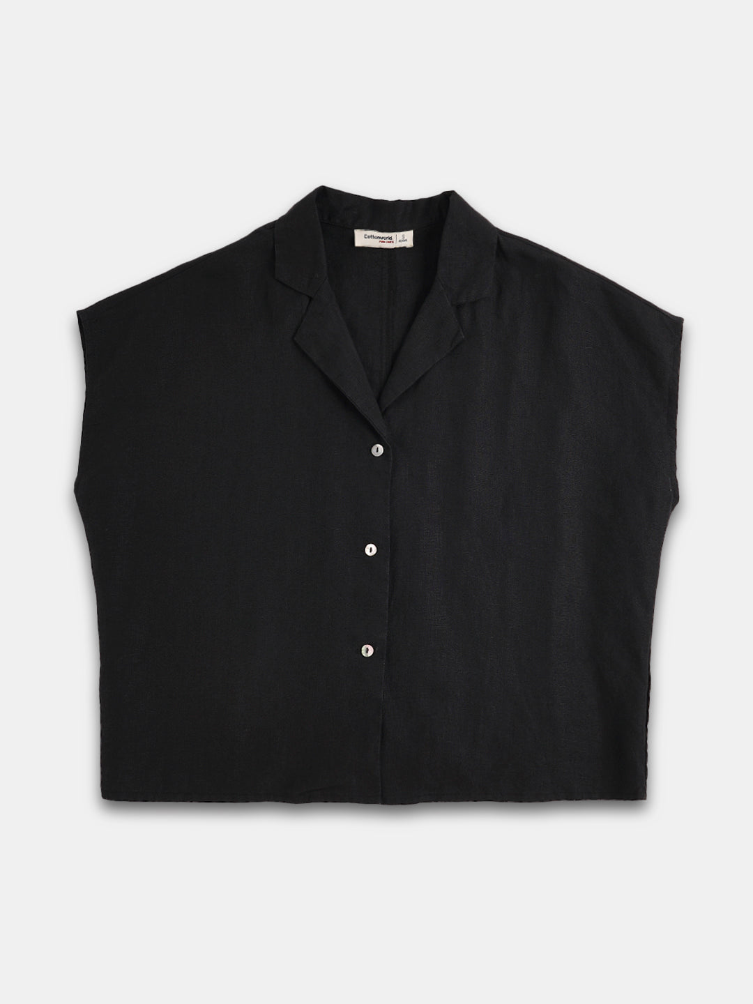 Women's 100% Linen Regular Fit Blouse Black