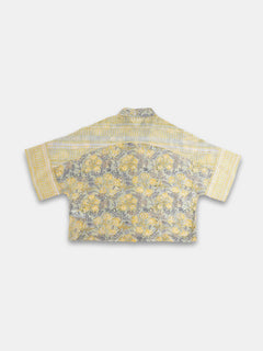 Women's Cotton Silk Boxy Fit Blouse Yellow
