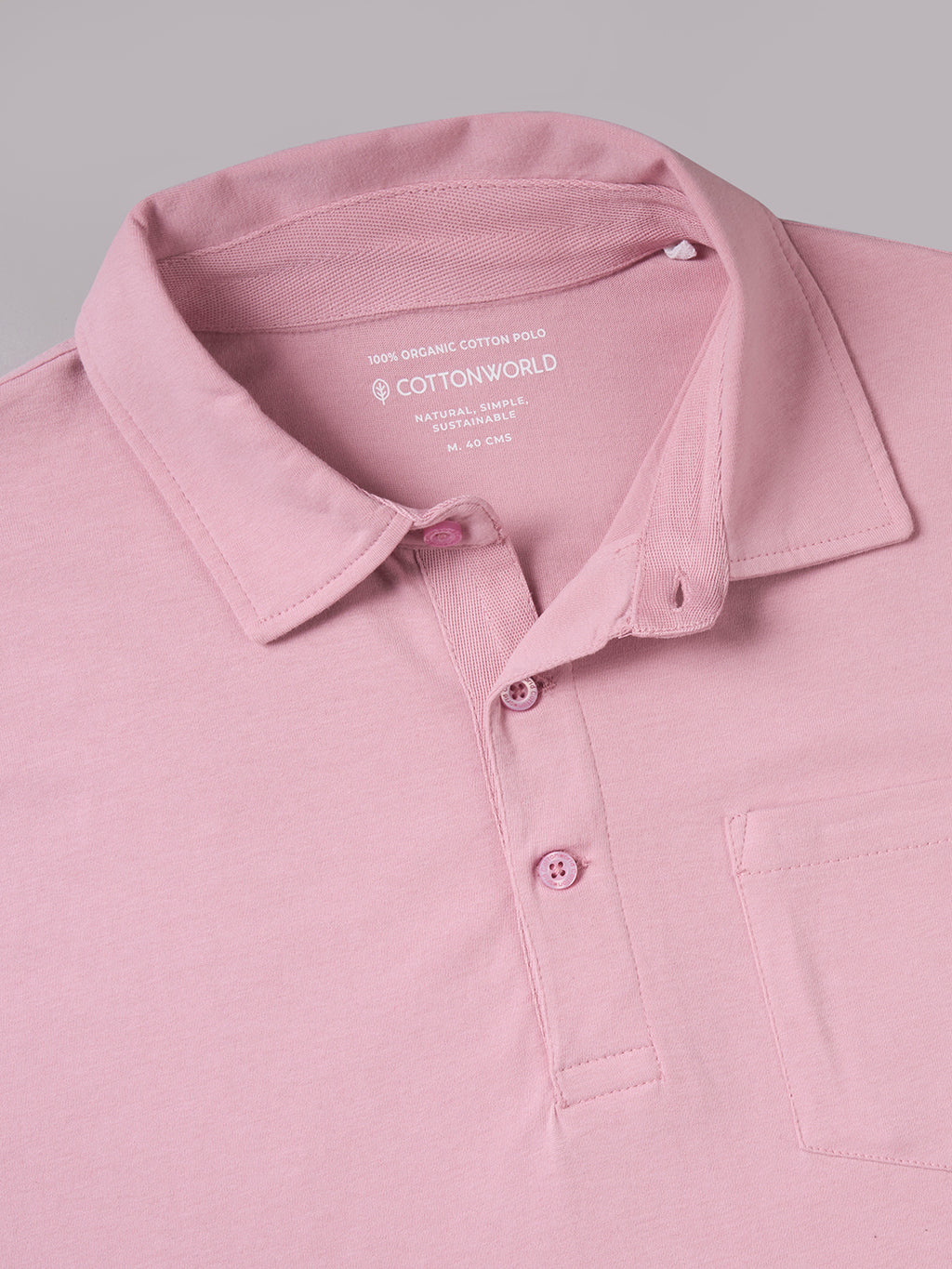 Men's Light Pink 100% Organic Cotton Regular Fit Tshirt