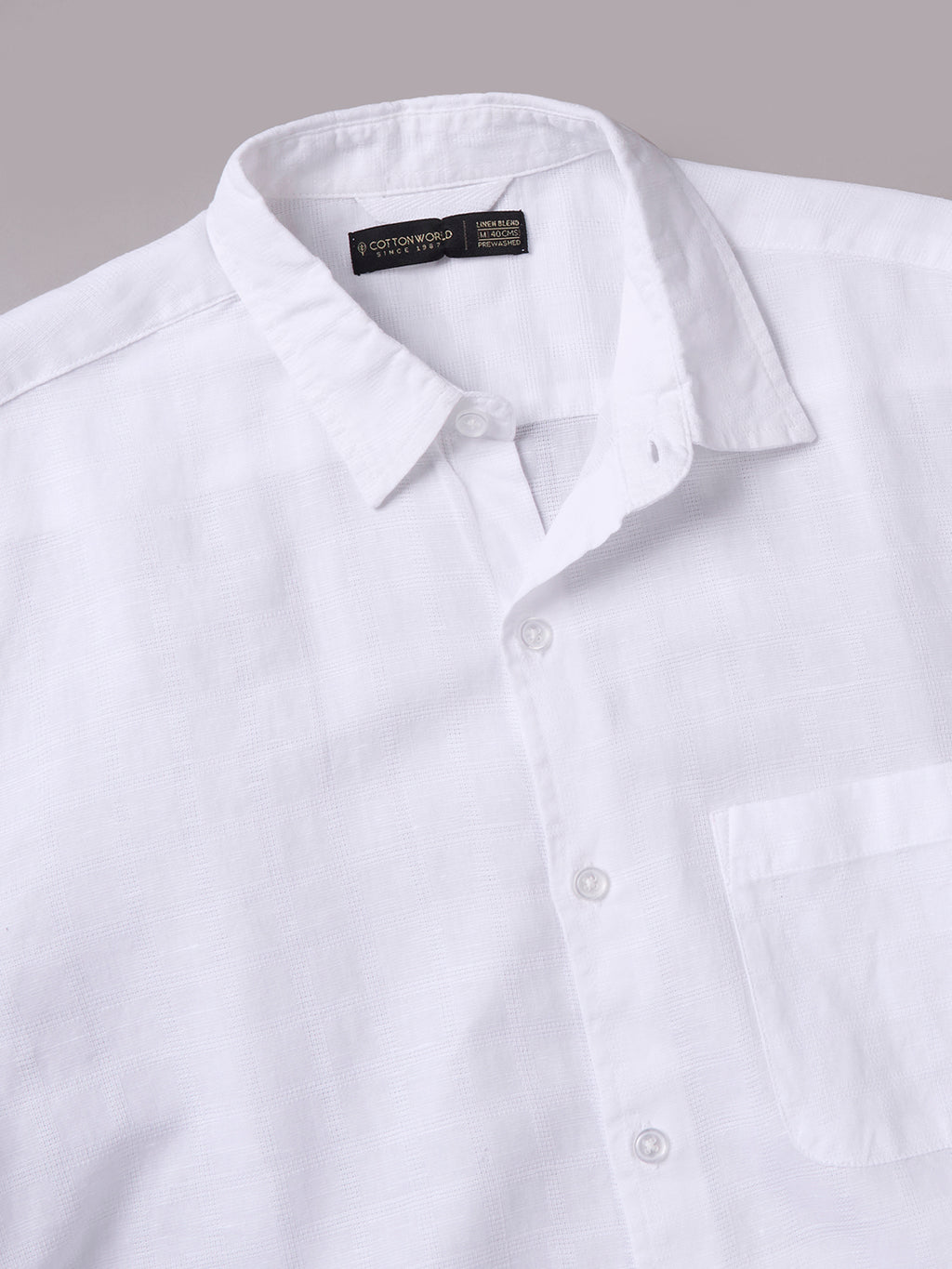 Men's Half Sleeves Cotton Linen Regular Fit Shirt White