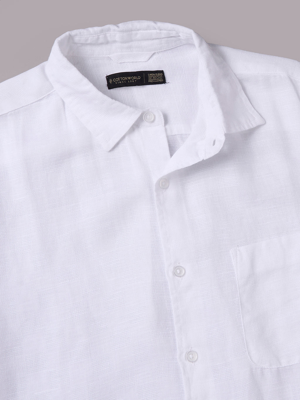 Men's Full Sleeves Cotton Linen Regular Fit Shirt White