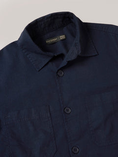 Men’s Cotton Linen Regular Fit Jacket Navy