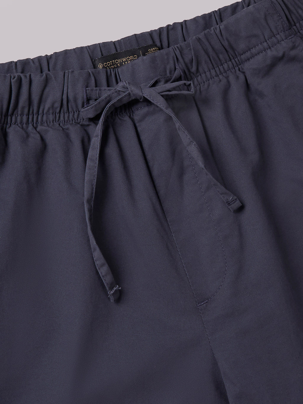 Men's Navy Cotton Lycra Regular Fit Pant