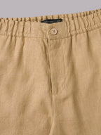 Men's Khaki 100% Linen Regular Fit Pant