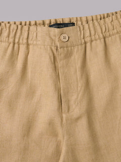 Men’s Linen Regular Fit Side Seam Pockets Pant Khaki