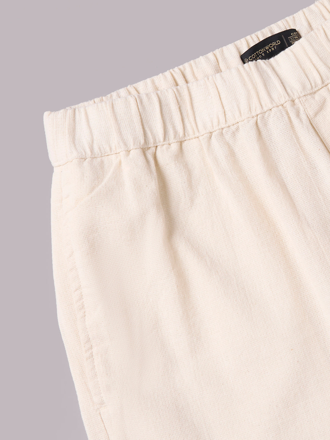 Men's Offwhite 100% Cotton Loose Fit Pant