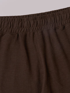 Men's 100% Organic Cotton Regular Fit Knit Shorts Brown
