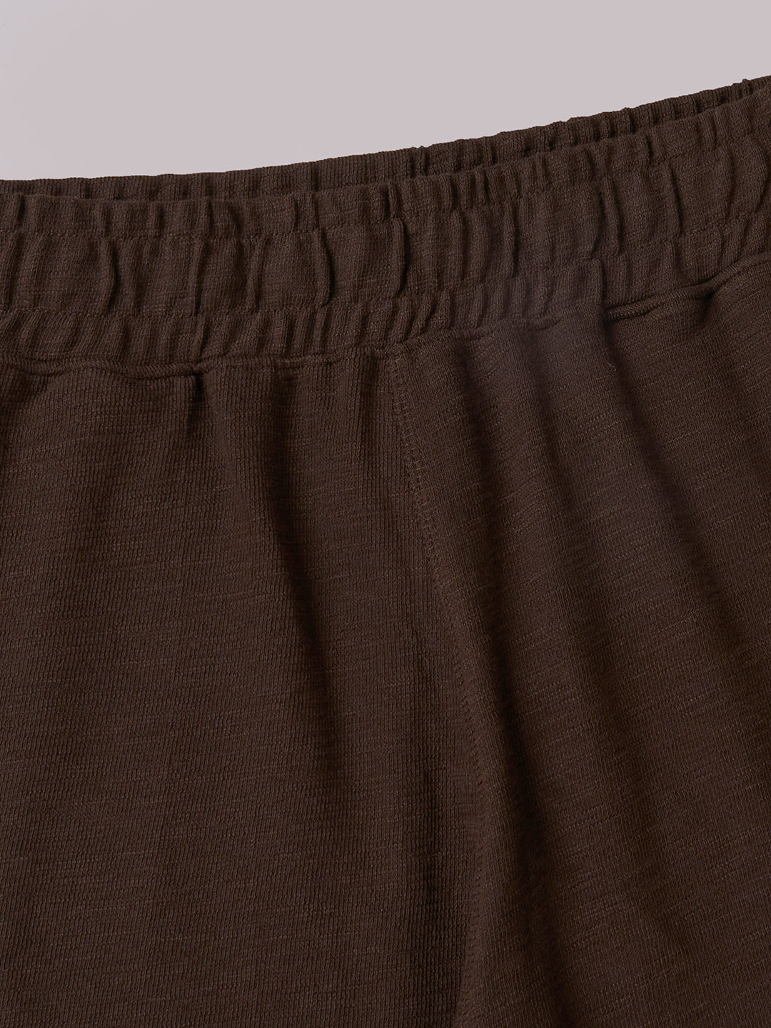 Men's Brown 100% Organic Cotton Regular Fit Knit Shorts