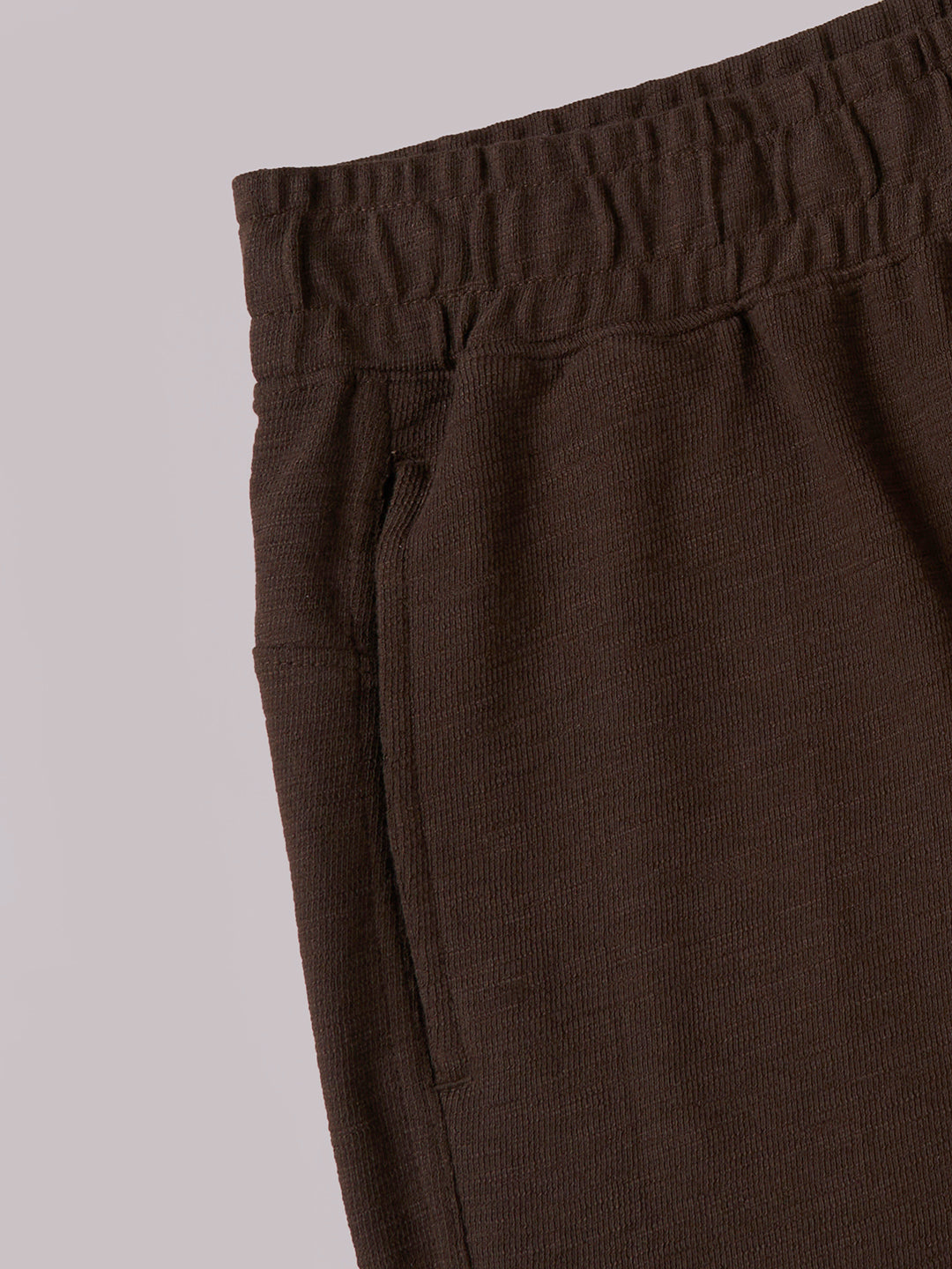 Men's Brown 100% Organic Cotton Regular Fit Knit Shorts