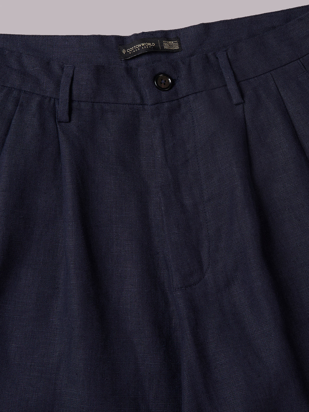 Men's Navy 100% Linen Loose Fit Pant