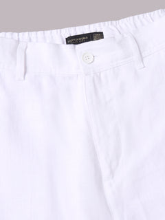 Men's 100% Linen Regular Fit Shorts White
