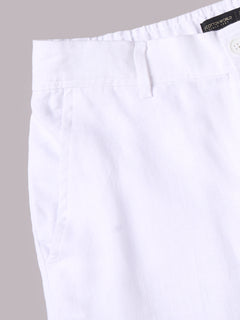Men's 100% Linen Regular Fit Shorts White
