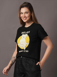 Women's Black 100% Organic Cotton Regular Fit Tshirt
