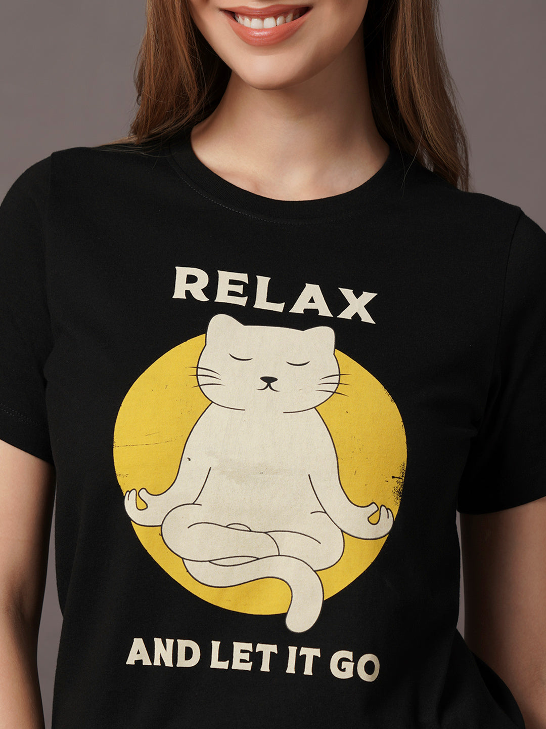 Women's Black 100% Organic Cotton Regular Fit Tshirt