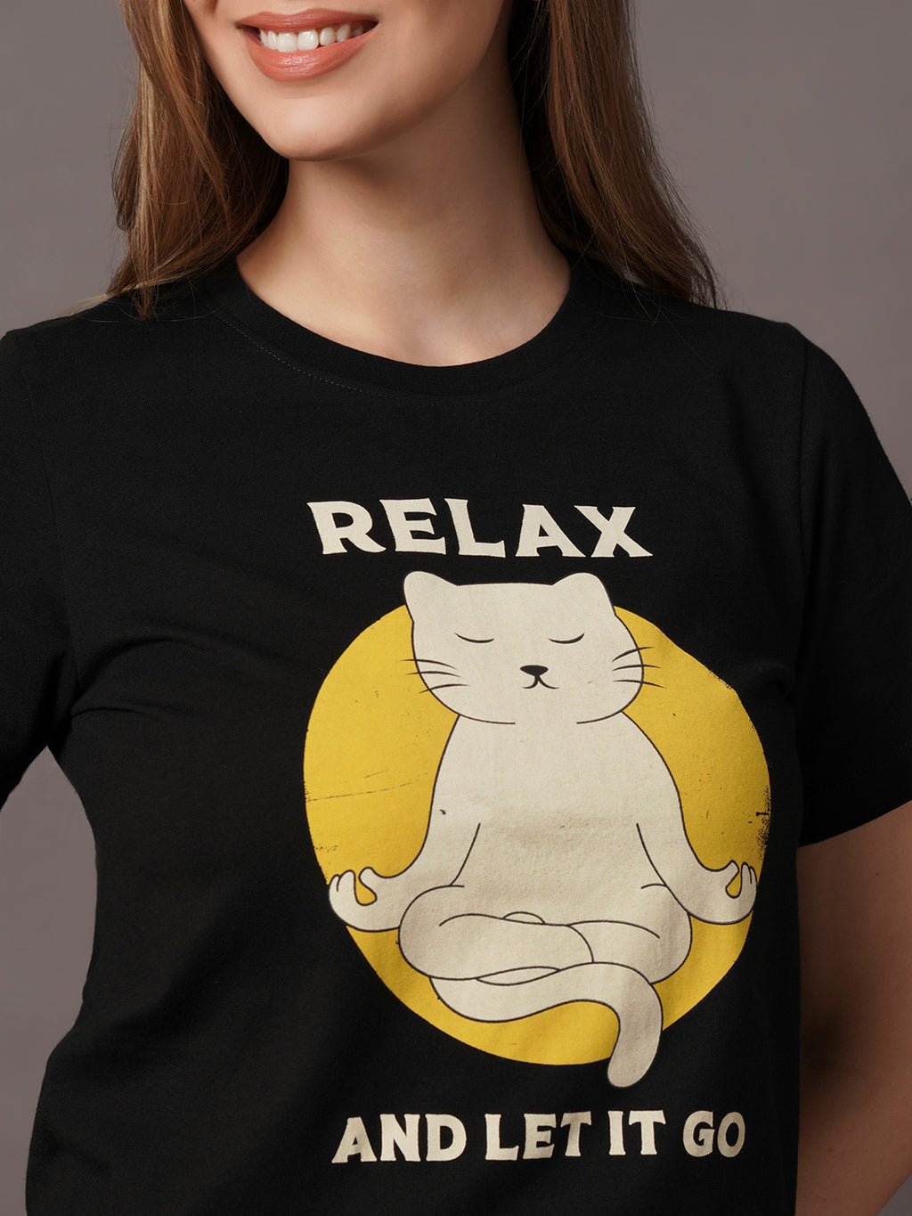 Women's Black 100% Organic Cotton Regular Fit Tshirt