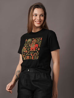 Women's 100% Organic Cotton Regular Fit Tshirt Black