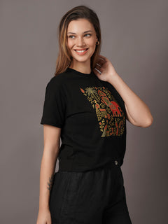 Women's 100% Organic Cotton Regular Fit Tshirt Black
