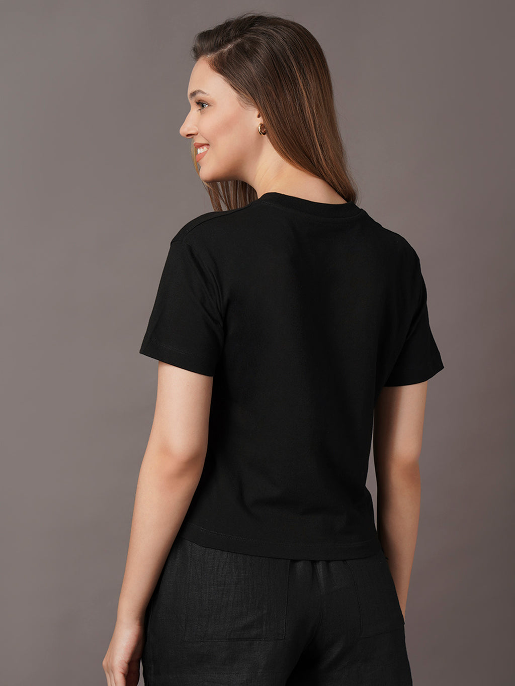 Women's 100% Organic Cotton Regular Fit Tshirt Black