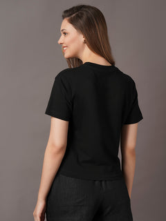 Women's 100% Organic Cotton Regular Fit Tshirt Black