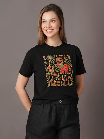 Women's 100% Organic Cotton Regular Fit Tshirt Black