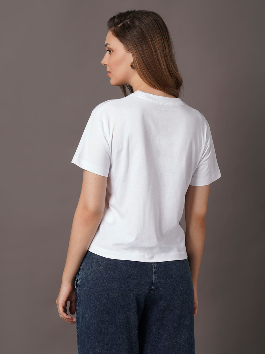Women's White 100% Organic Cotton Regular Fit Tshirt