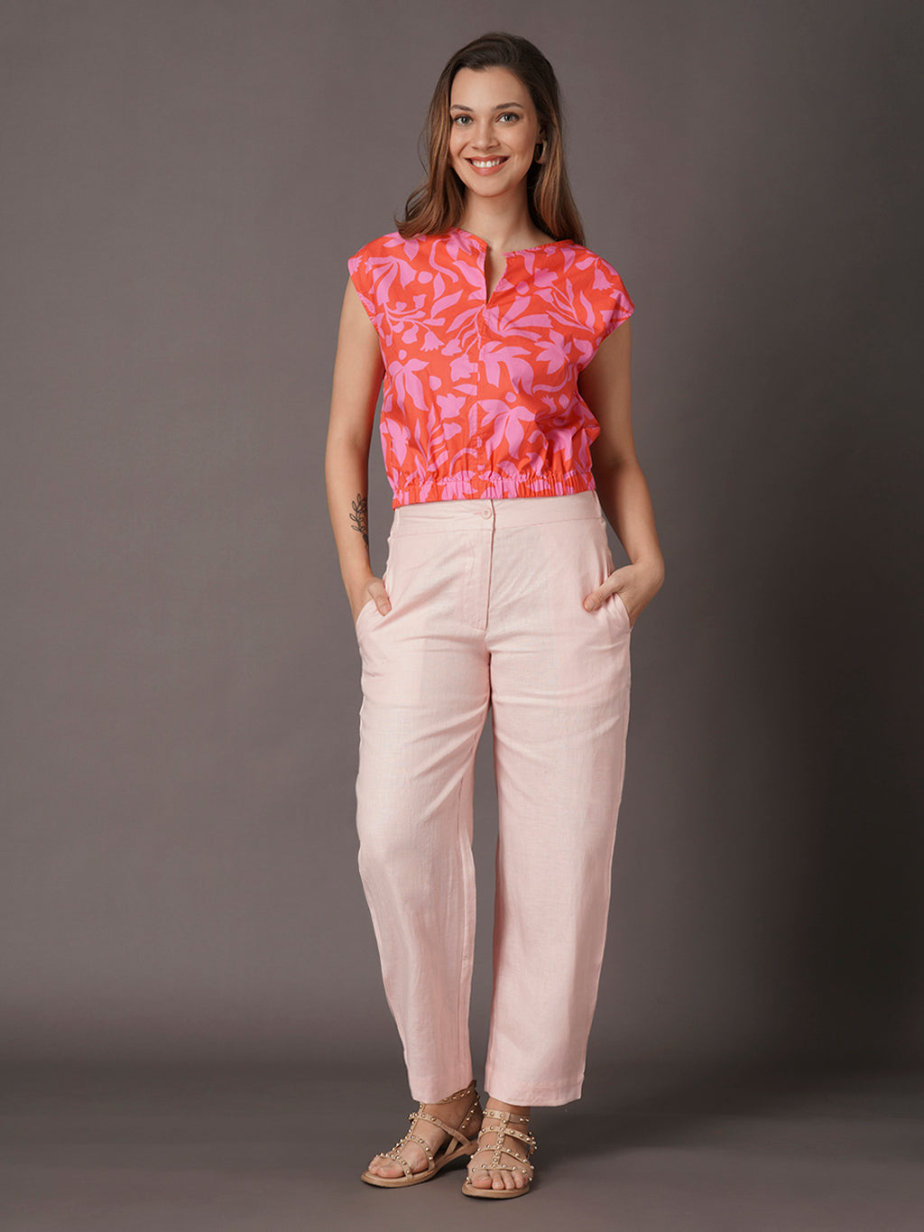 Women's Rose 100% Linen Regular Fit Pant