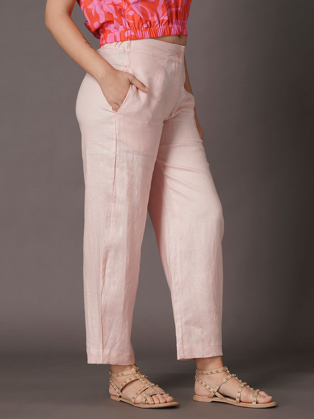 Women's Rose 100% Linen Regular Fit Pant